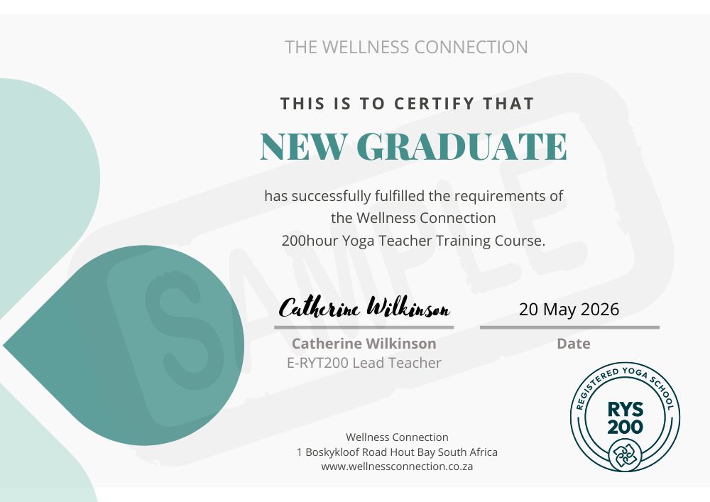 Wellness Connection Sample 200hr Certificate